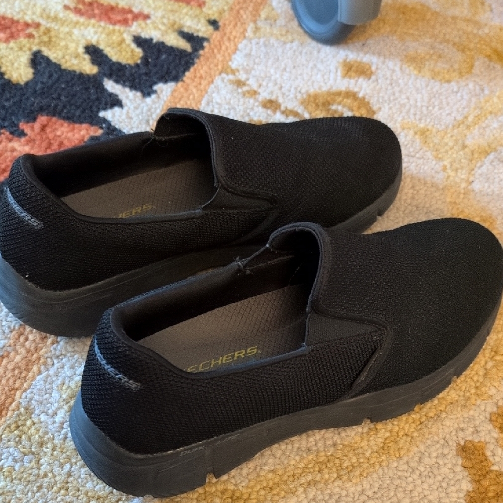 Skechers Black Mesh Slip-Ons